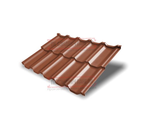 Металлочерепица модульная Квинта Uno 3D RAL8004 Satin Мatt-0,5