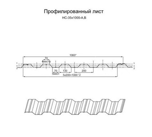 Профнастил нержавеющий НС35 0.65 AISI 304